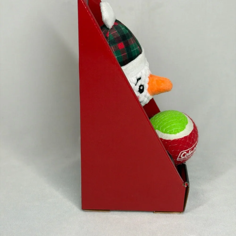Coleman‎ Christmas Squeaker Snowman Tennis Ball 2 Piece Set, New